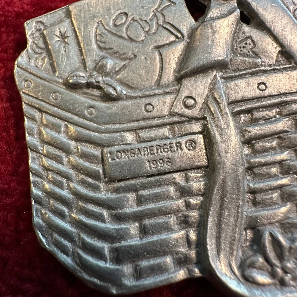 Longaberger Pewter‎ Christmas Ornament 1996 Seasons Greetings 1992 Basket Angel